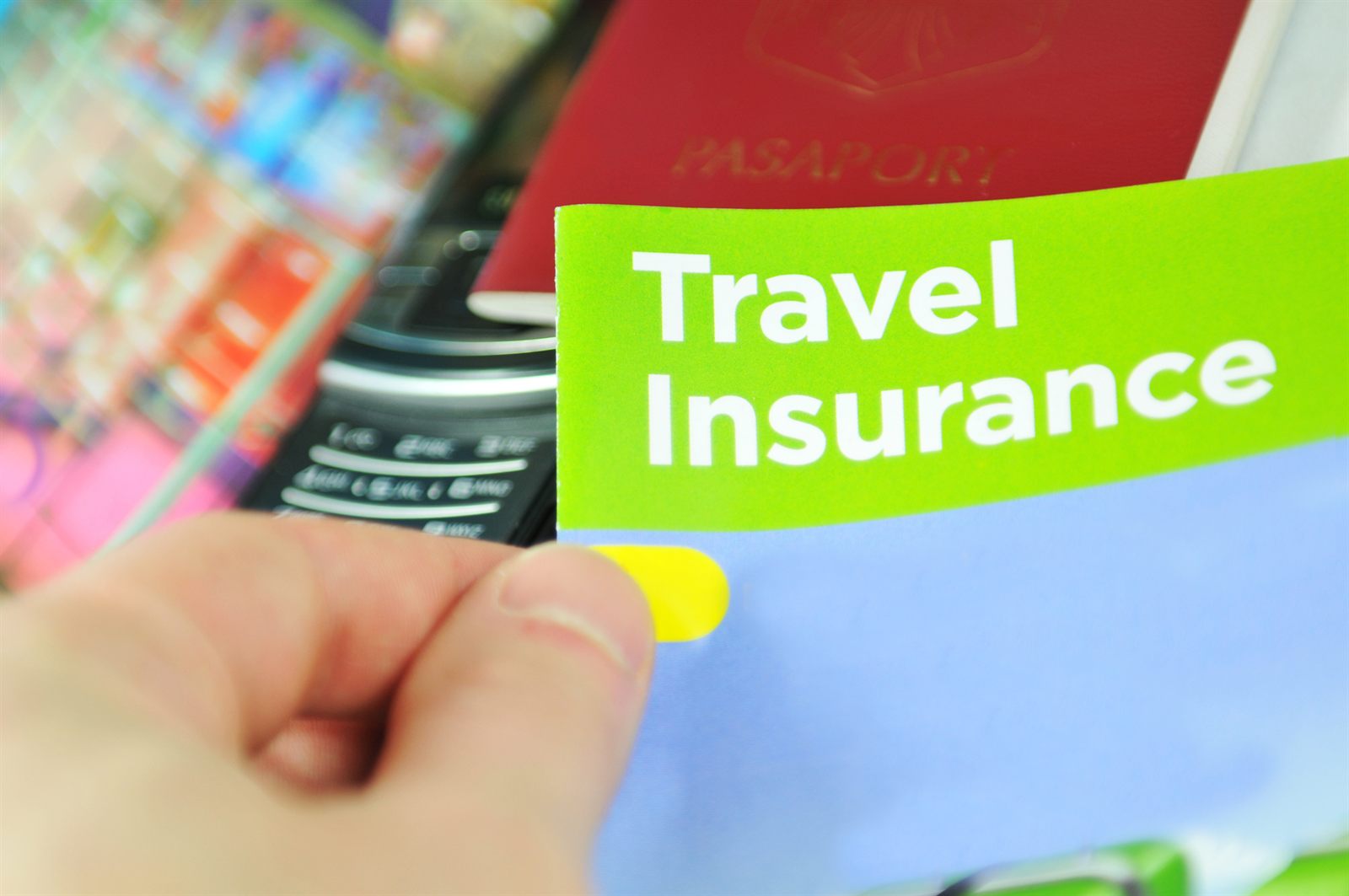 Travel insurance card and passport